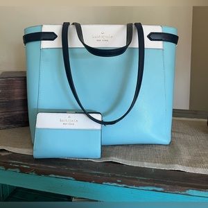 Staci Colorblock Saffiano Leather Laptop Tote & Billfold Wallet